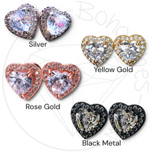 Load image into Gallery viewer, a collection of earrings with various gemstone designs and materials, including silver, gold, rose gold, black metal, and yellow gold.