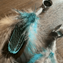 Load image into Gallery viewer, Silver feather beaded screw back plugs gauges tunnels: 2g 0g 00g 1/2&quot; 9/16&quot; 5/8&quot; 18mm 20mm 22mm 25mm