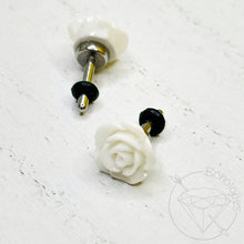 Load image into Gallery viewer, Small rose flower plugs for gauged ears: 14g 12g 10g 8g 6g 4g