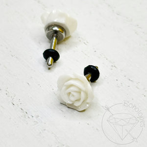 Small rose flower plugs for gauged ears: 14g 12g 10g 8g 6g 4g