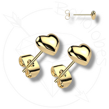 Load image into Gallery viewer, Mini bubble heart minimalist stud plugs 14g 12g 10g 8g