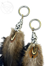 Load image into Gallery viewer, Loop earplug holder Bohemian feather shoulder duster plugs gauges tunnels 8g 6g 4g 2g 1g 0g 00g 7/16&quot; 1/2 9/16&quot; 5/8&quot; 3/4&quot; 7/8&quot; 1&quot;