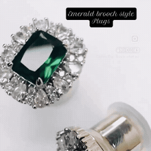 Load image into Gallery viewer, Emerald crystal plugs oval CZ white gold silver formal plugs gauges : Sizes 6g 4g 2g 1g 0g 11/32&quot; 00g