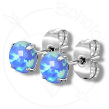 Load image into Gallery viewer, Mini opal prong set round minimalist stud plugs 14g 12g 10g 8g 6g