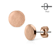 Load image into Gallery viewer, Brushed steel disk minimalist stud plugs 14g 12g 10g 8g 6g 4g