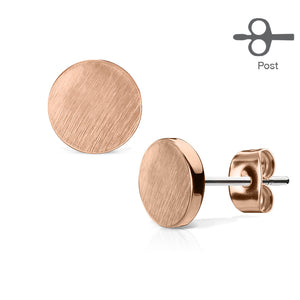 Brushed steel disk minimalist stud plugs 14g 12g 10g 8g 6g 4g