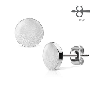 Brushed steel disk minimalist stud plugs 14g 12g 10g 8g 6g 4g