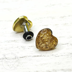 Heart glitter gold rose gold silver hider plugs for gauged ears: 14g 12g 10g 8g 6g 4g 2g 1g 0g