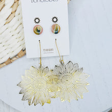 Load image into Gallery viewer, Sunflower / sun gold and pink stud pack combo trio earring bundle