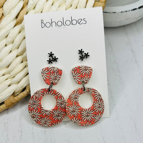 Daisy peace sign hippie earrings duo pack