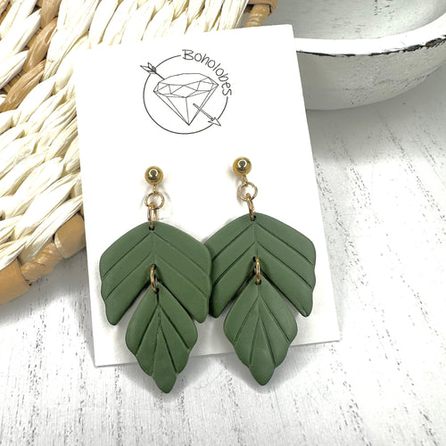 OD green and gold dangle earrings