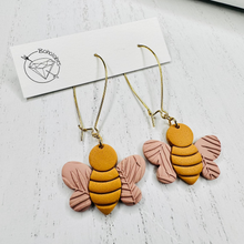 Load image into Gallery viewer, Bee earrings textured pink