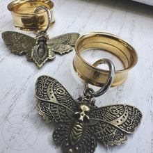 Load image into Gallery viewer, Antique gold moth clicker earrings