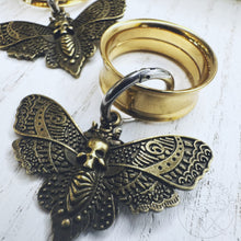 Load image into Gallery viewer, Antique gold moth clicker earrings