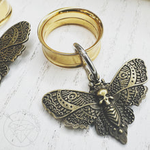 Load image into Gallery viewer, Antique gold moth clicker earrings