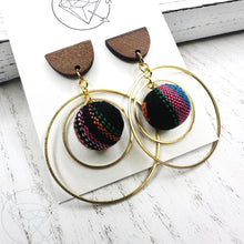 Load image into Gallery viewer, Tribal hoop dangle earrings