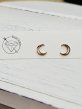 Load image into Gallery viewer, Crescent moon stud gold steel earrings