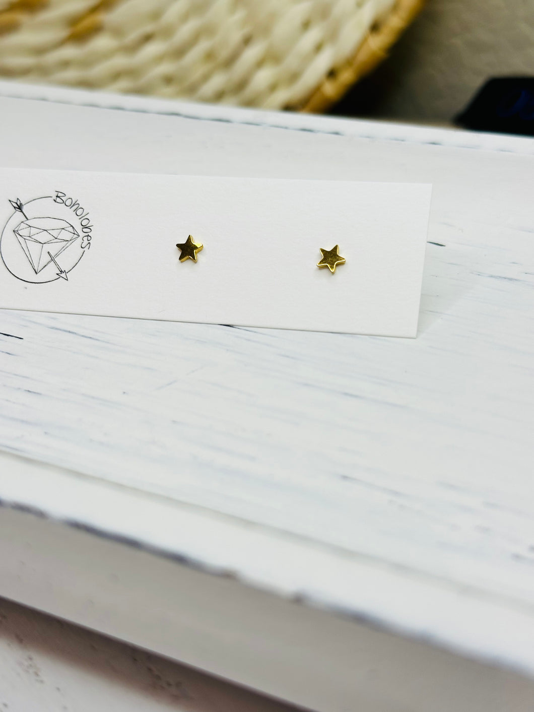 Star stud gold steel earrings