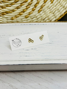 Honey comb stud gold steel earrings