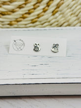 Load image into Gallery viewer, Bumble Bee stud gold steel earrings