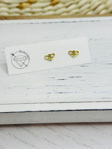 Small Bee stud gold steel earrings