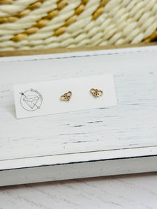Small Bee stud gold steel earrings