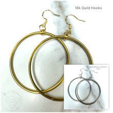 Load image into Gallery viewer, Wire Hoop Screw Back Plugs: Yellow Gold, White Gold Dangle Tunnels