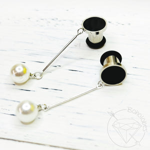 Gold and black silver and black pearl plugs gauges tunnels 4g 2g 1g 0g 11/32" 00g 7/16" 1/2" 9/16" 5/8" 3/4" 7/8" 1"