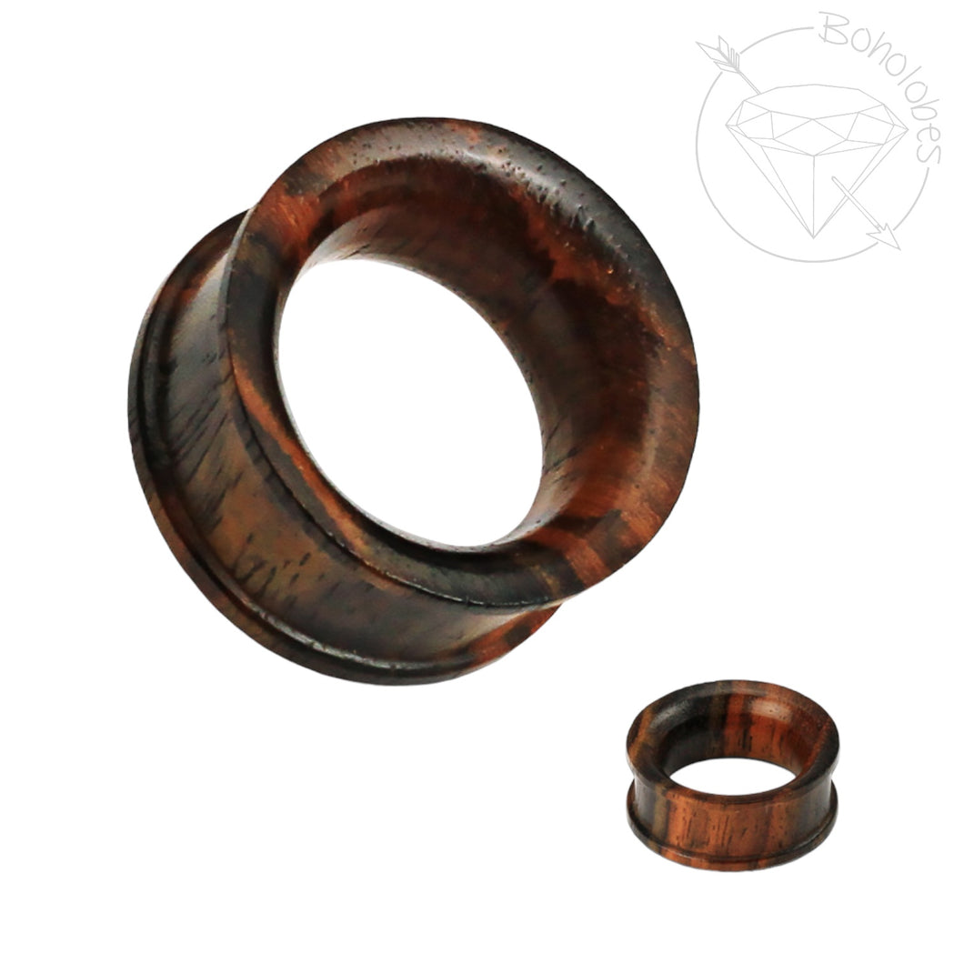 Concave Double Flat Flared Tunnel Organic Sono Wood Plugs gauges 2g, 0g, 00g, 1/2, 9/16