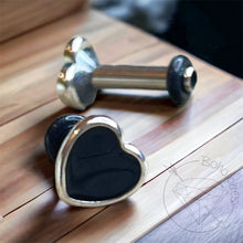 Load image into Gallery viewer, Silver and black heart minimalist stud plugs 14g 12g 10g 8g