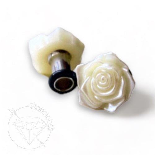 Pearl flower wedding plugs tunnels gauges 4g - 1/2