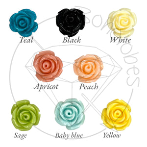 Medium rose flower plugs for gauged ears: 14g 12g 10g 8g 6g 4g 2g 1g 0g 11/32" 00g