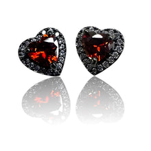 Load image into Gallery viewer, Black rhinestone heart minimalist stud plugs 14g 12g 10g 8g 6g 4g 2g