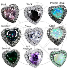 Load image into Gallery viewer, Rainbow crystal silver heart minimalist stud plugs 14g 12g 10g 8g 6g 4g 2g