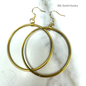 Yellow gold thick wire hoop screw back plugs gauges tunnels: 2g 0g 00g 1/2" 9/16" 5/8" 18mm 3/4" 20mm 22mm 25mm