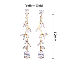 Load image into Gallery viewer, Rose gold stainless steel floral filigree rhinestone vine drop rhinestone dangle plugs: 2g 0g 00g 1/2&quot; 9/16&quot; 5/8&quot; 18mm 20mm 22mm 25mm