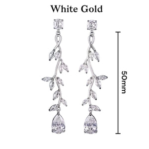 Rose gold stainless steel floral filigree rhinestone vine drop rhinestone dangle plugs: 2g 0g 00g 1/2" 9/16" 5/8" 18mm 20mm 22mm 25mm