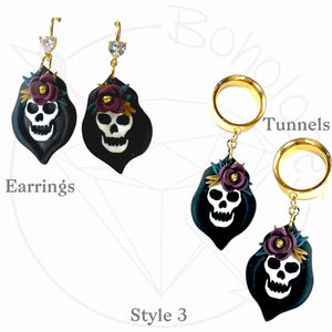 Halloween drop dangle earrings /  plugs: 2g - 25mm