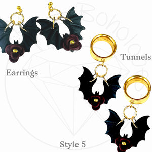 Halloween drop dangle earrings /  plugs: 2g - 25mm