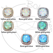 Load image into Gallery viewer, Square Opal CZ Halo Stud Plugs: Bridal Wedding Ear Gauges 14g - 0g