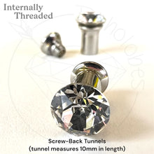 Load image into Gallery viewer, 8mm Austrian Crystal plugs stainless steel plugs for stretched ears Sizes: 6 - 0 gauge