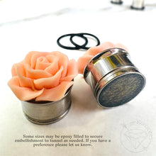 Load image into Gallery viewer, Matte Rose Flower Plugs: Gauged Ear Stainless Steel Tunnels