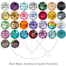 Load image into Gallery viewer, 8mm Austrian Crystal plugs stainless steel plugs for stretched ears Sizes: 6 - 0 gauge