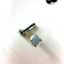 Load image into Gallery viewer, Mini opal prong set round minimalist stud plugs 14g 12g 10g 8g 6g