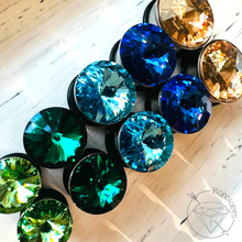 Load image into Gallery viewer, Austrian Crystal plugs stainless steel plugs for stretched ears Sizes: 00g 7/16” 1/2” 9/16” 5/8” 11/13” 3/4” 13/16”