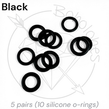 Load image into Gallery viewer, Plug O-Rings (Pair) – Black or Clear, Gauges 14g 12g 10g 8g 6g 4g 2g 1g 0g 11/32” 00g 7/16” 1/2” 9/16” 5/8” 11/13” 3/4” 13/16” 7/8” 1”