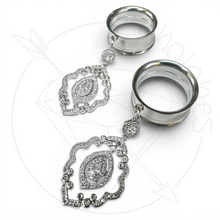 Load image into Gallery viewer, Ornate Crystal Gauges - Boho Style Glam Plugs Elegant 4g 2g 1g 0g 11/32” 00g 7/16” 1/2” 9/16” 5/8” 11/13” 3/4” 13/16” 7/8” 1”1 1/8" 1 3/16"