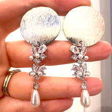 Load image into Gallery viewer, Ornate Crystal Gauges Boho Style Glam Plugs Pearl drop 4g 2g 1g 0g 11/32” 00g 7/16” 1/2” 9/16” 5/8” 11/13” 3/4” 13/16” 7/8” 1”1 1/8" 1 3/16"