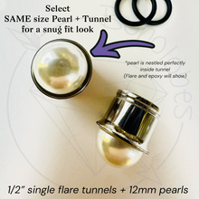 Load image into Gallery viewer, Pearl ball plugs 14g 12g 10g 8g 6g 4g 2g 1g 0g 11/32” 00g 7/16” 1/2” 9/16” 5/8” 11/13” 3/4” 13/16” 7/8” 1”
