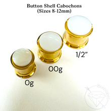 Load image into Gallery viewer, Mother of Pearl Screw-Back Plugs: Surgical Stainless Steel Tunnels for Stretched Ears 0g 00g 1/2"